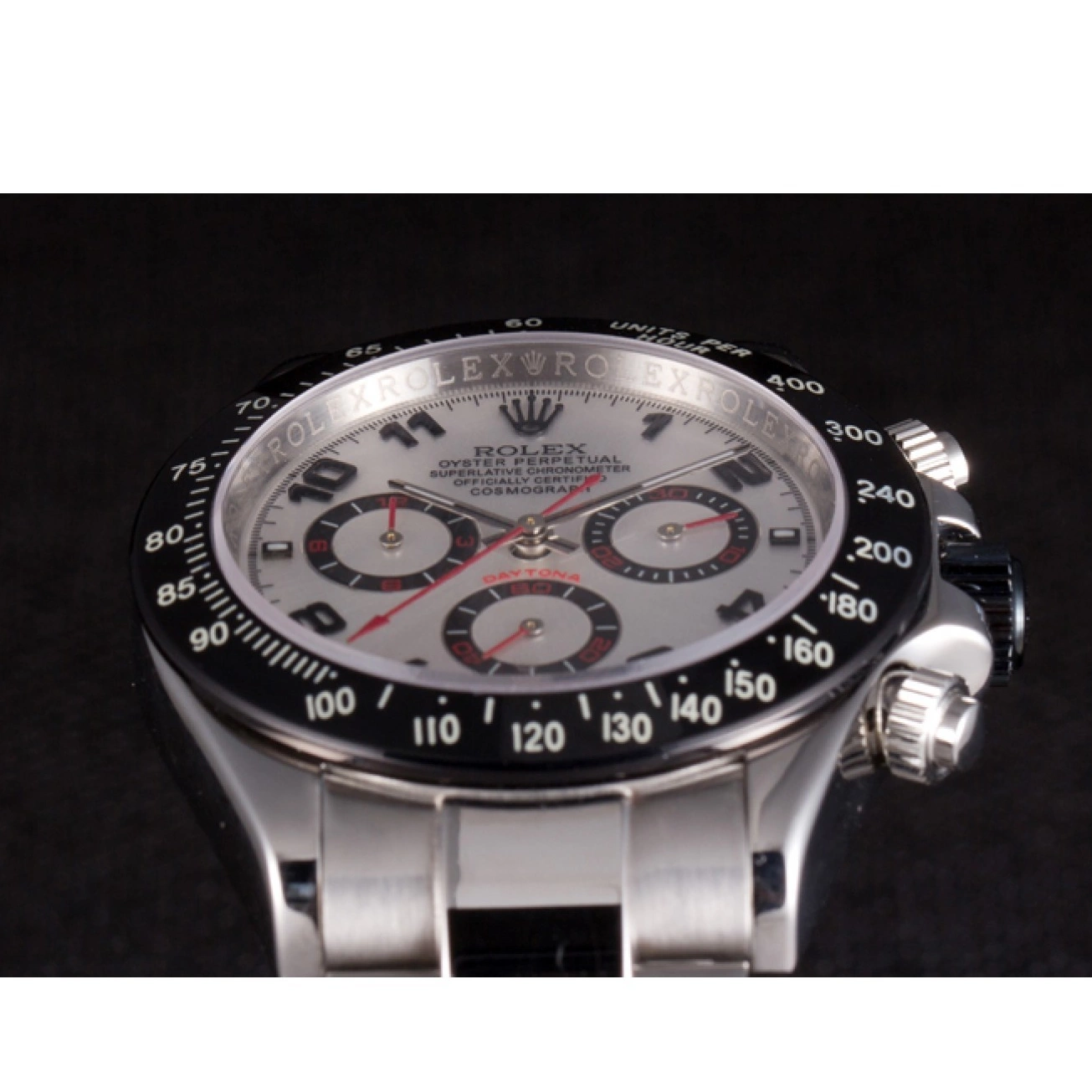 MiroTime 0805 Rolex Daytona Stainless Steel Black Enameled Silver Dial